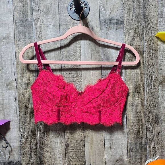 Victoria's Secret Red Lace Dream Angels Push Up Without Padding Bra 34DD - Picture 1 of 4